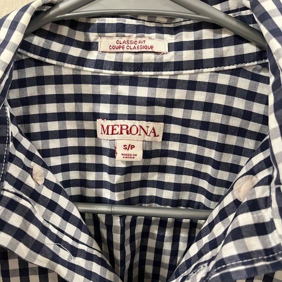 Merona Navy and White Casual Button Down Shirt - Picture 5 of 7